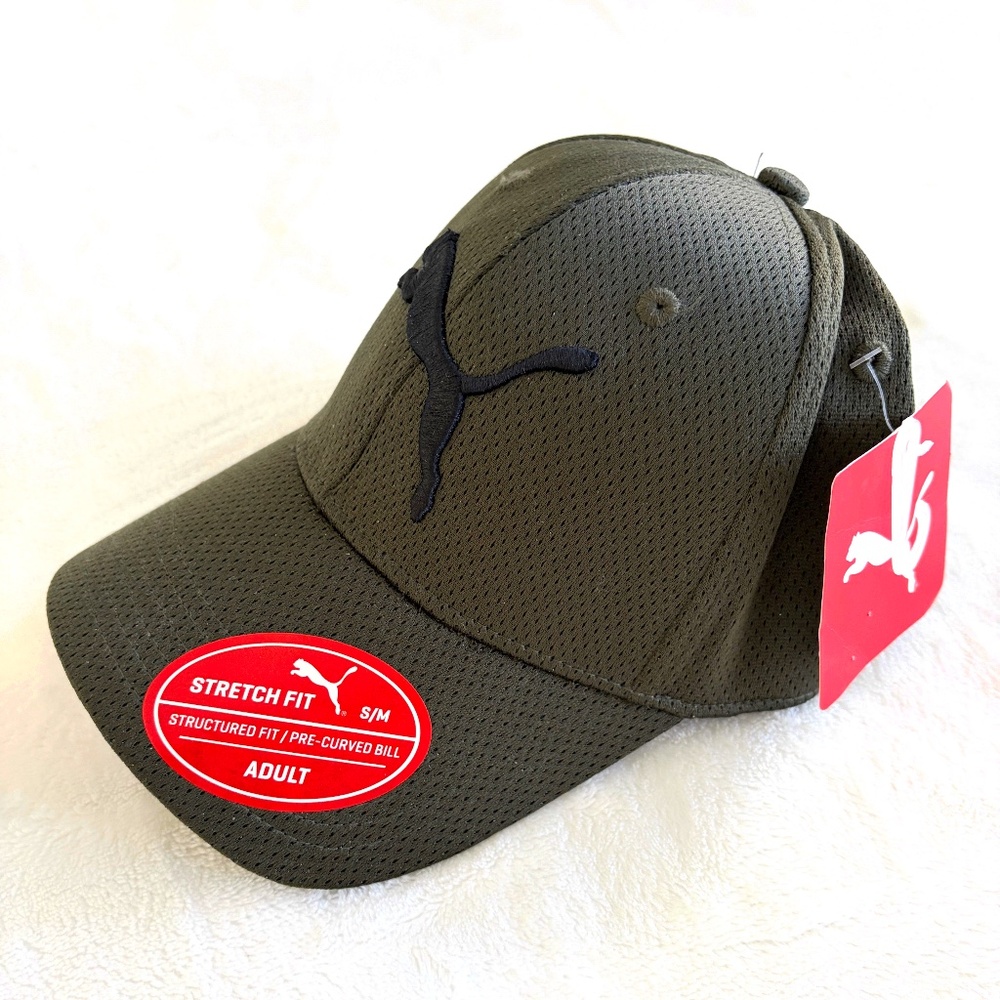 PUMA One Size Stretch Fit Baseball Hat (Size: S/M) in Dark Green NEW $45 MSRP